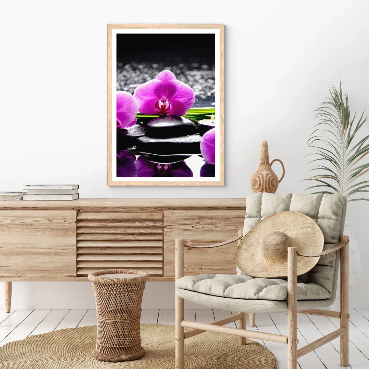 Pôster com moldura de carvalho claro - Afogar-se na paz e sossego - 70x100 cm