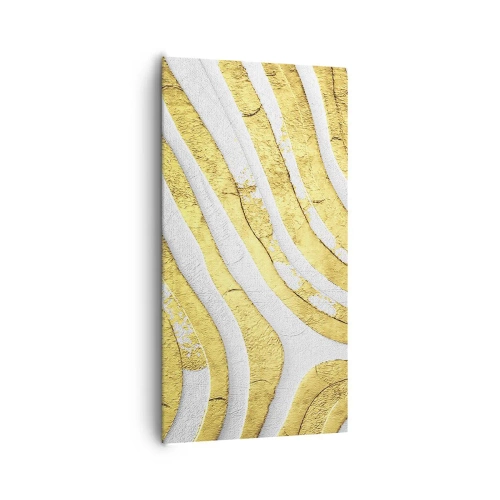 Quadro em tela - Composição a branco e ouro - 65x120 cm