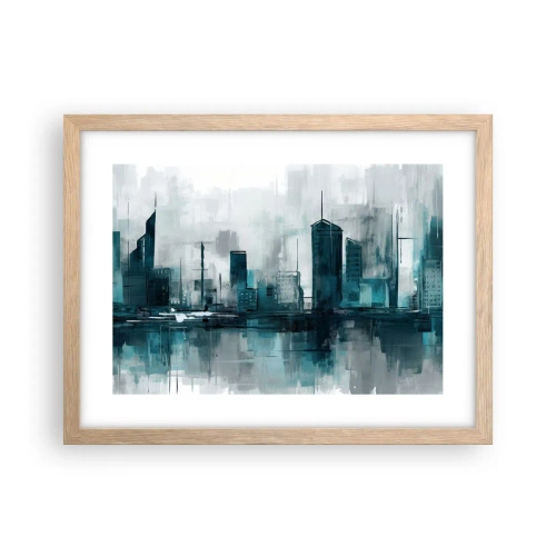 Pôster com moldura de carvalho claro - Uma cidade da cor da chuva - 40x30 cm