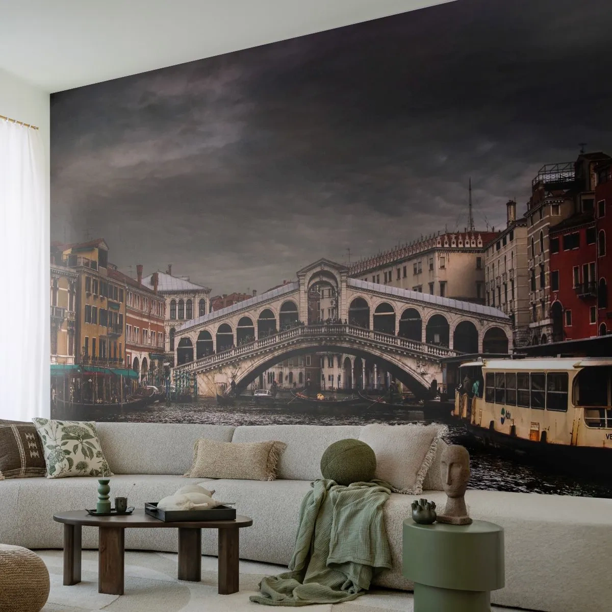 Papel de Parede Autocolante Deluxe Sticker - A promessa de uma noite em Veneza - Cidade, Veneza, Ponte - 250x175 cm