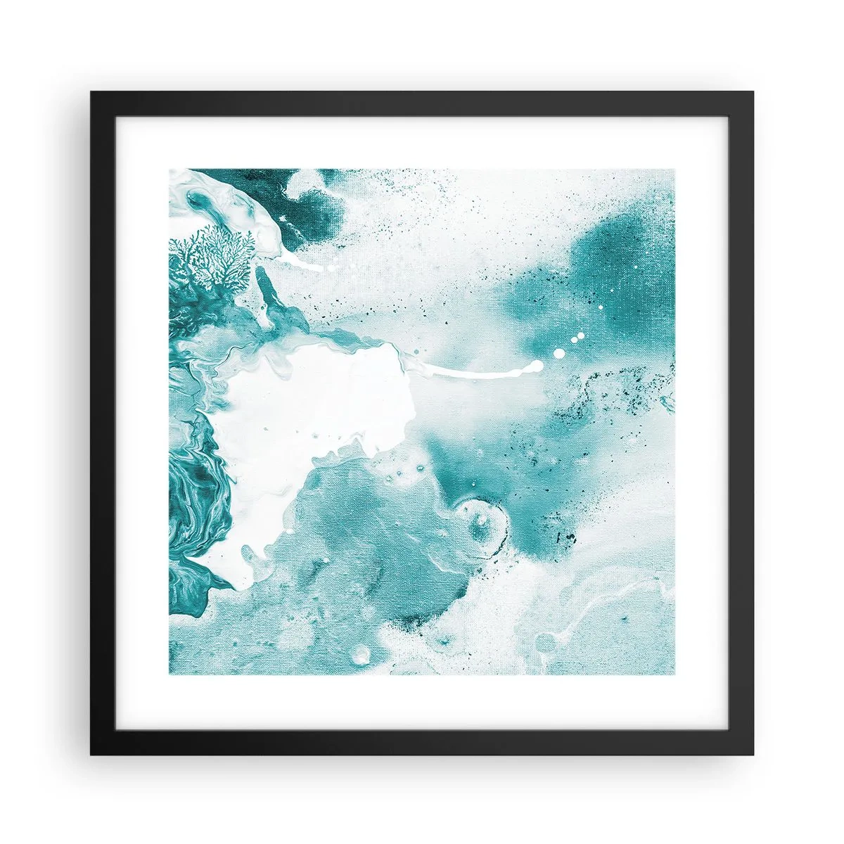 Pôster com moldura preta - Inundado em azul - 40x40 cm