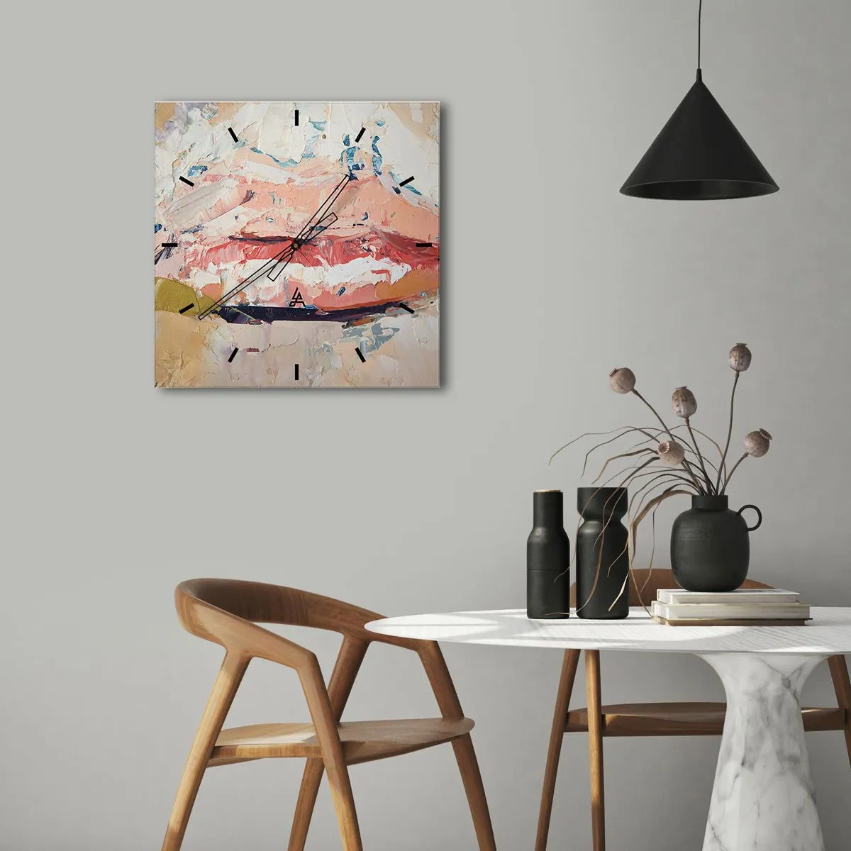 Relógio de parede - Relógio em vidro - Desperta os sentidos - 30x30 cm