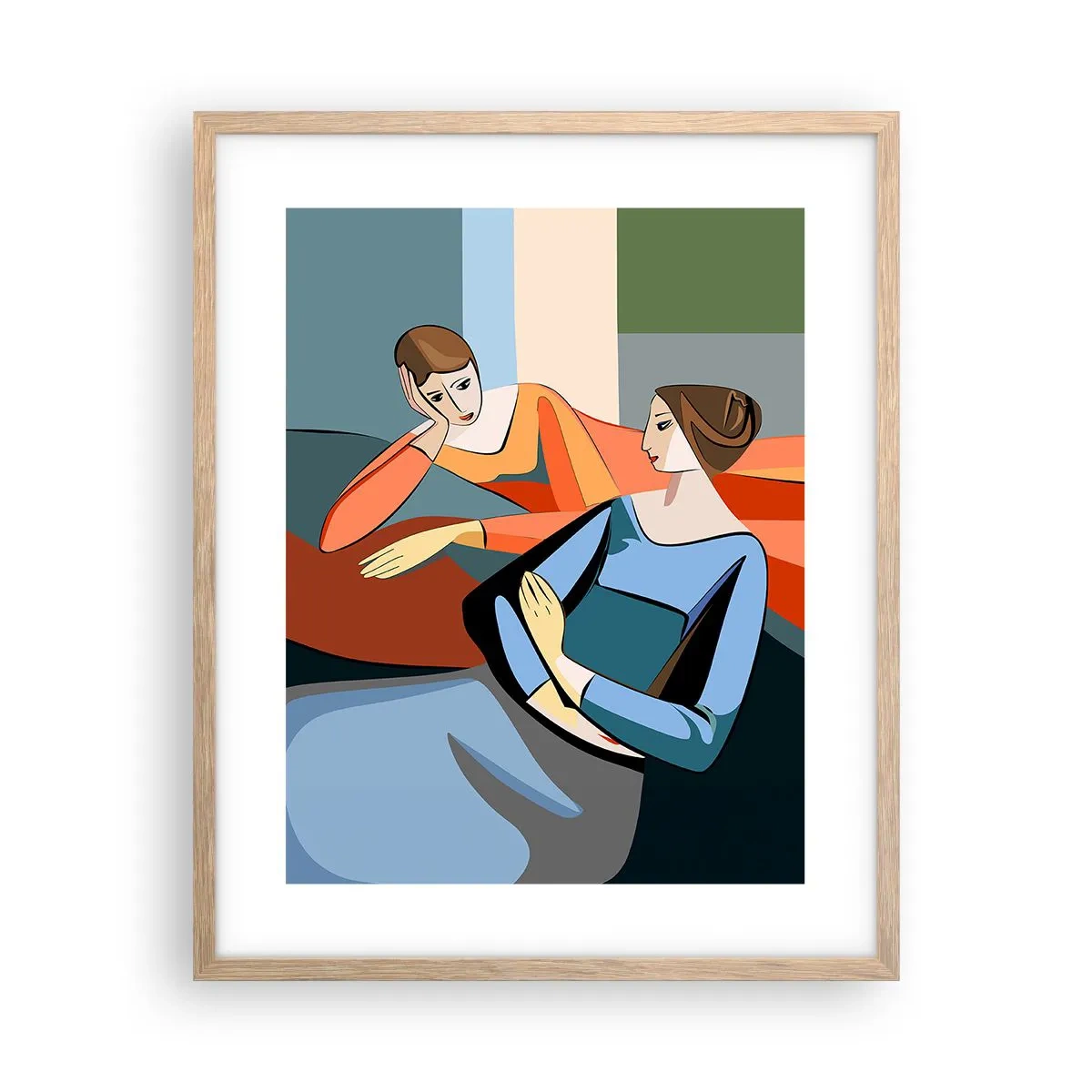 Pôster com moldura de carvalho claro - Um momento de confiança - 40x50 cm