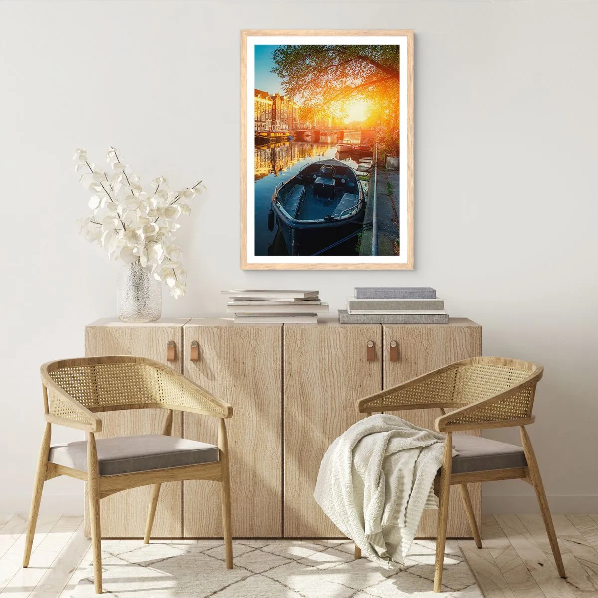 Pôster com moldura de carvalho claro - Manhã em Amsterdã - 30x40 cm