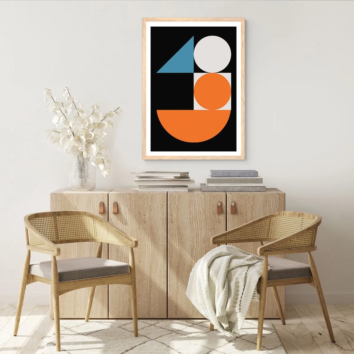 Pôster com moldura de carvalho claro - Disposição das figuras - 50x70 cm