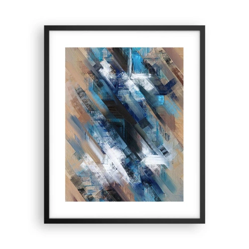 Pôster com moldura preta - Numa diagonal azul - 40x50 cm