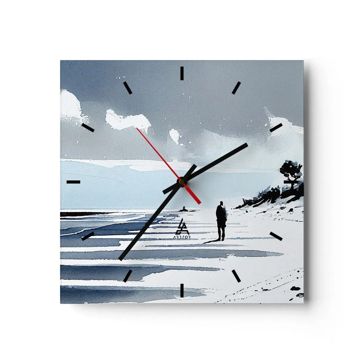 Relógio de parede - Relógio em vidro - Sozinho - 40x40 cm