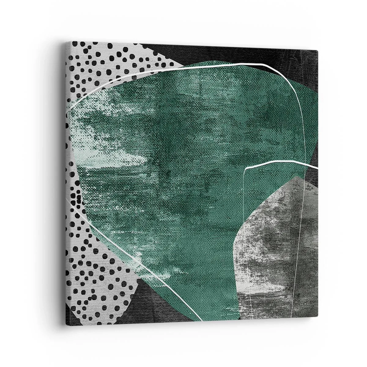 Quadro em tela - Abstração colorida com folha de ouro - 40x40 cm