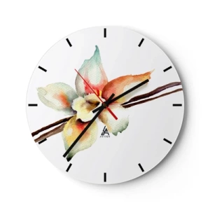 Relógio de parede - Relógio em vidro - Motivo floral em aquarela sobre fundo claro - 30x30cm - Doçura derramada com tinta - Decoração de parede moderna para a sala de estar, cozinha e quarto ARTTOR