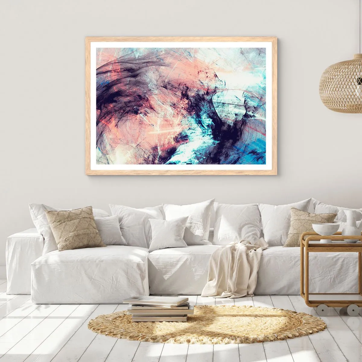 Pôster com moldura de carvalho claro - Sinta o vento - 100x70 cm