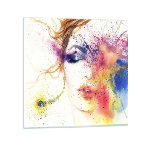 Quadro em vidro - Vertigem arco-íris - 50x50 cm