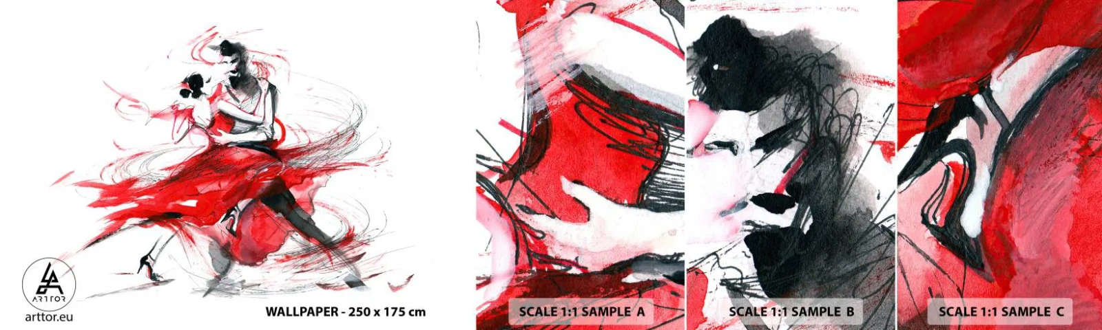 Amostra de Papel de Parede Standard Eco - Tango - o ritmo da paixão - Abstração, Dança, Dançarino - 100x30 cm