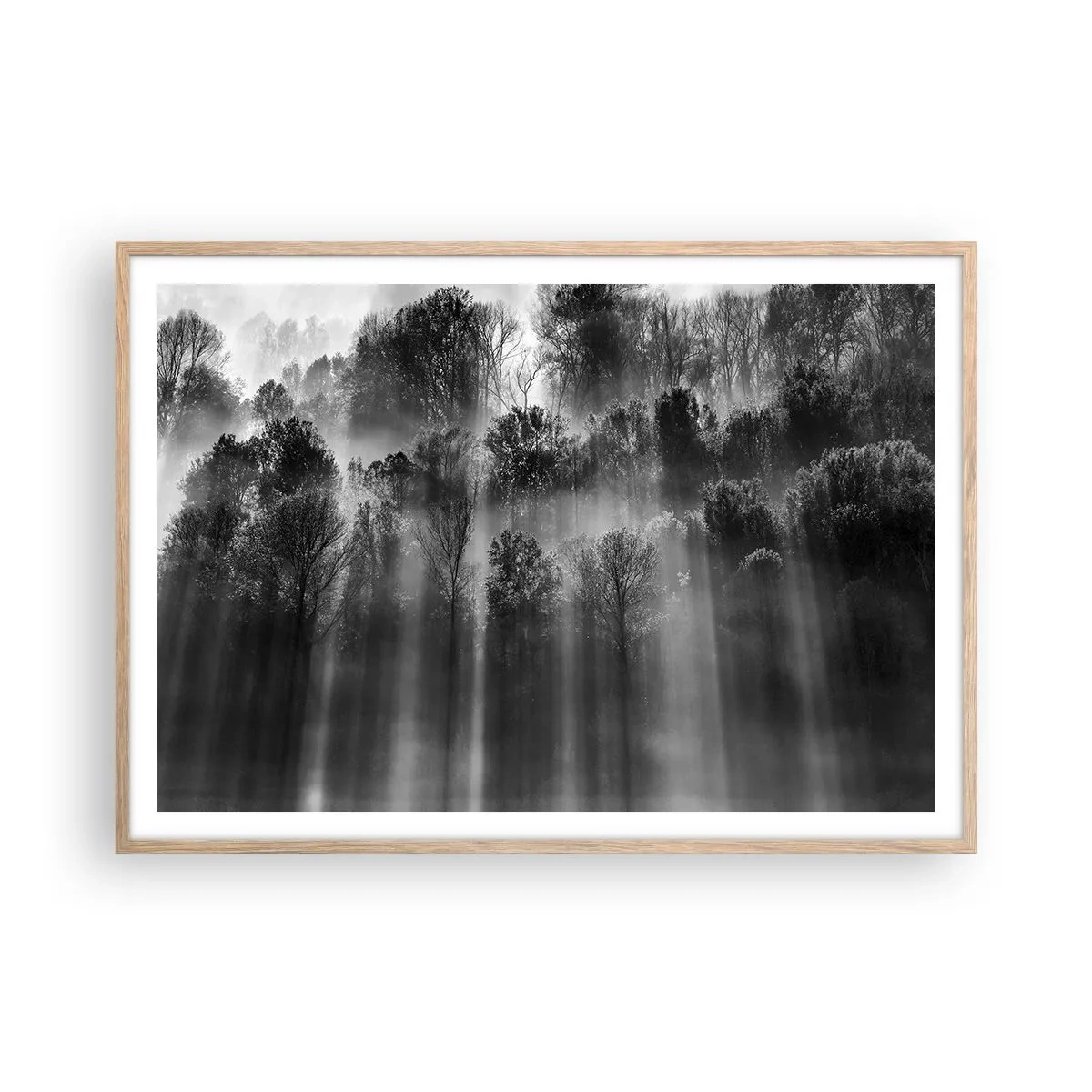 Pôster com moldura de carvalho claro - Em correntes de luz - 100x70 cm