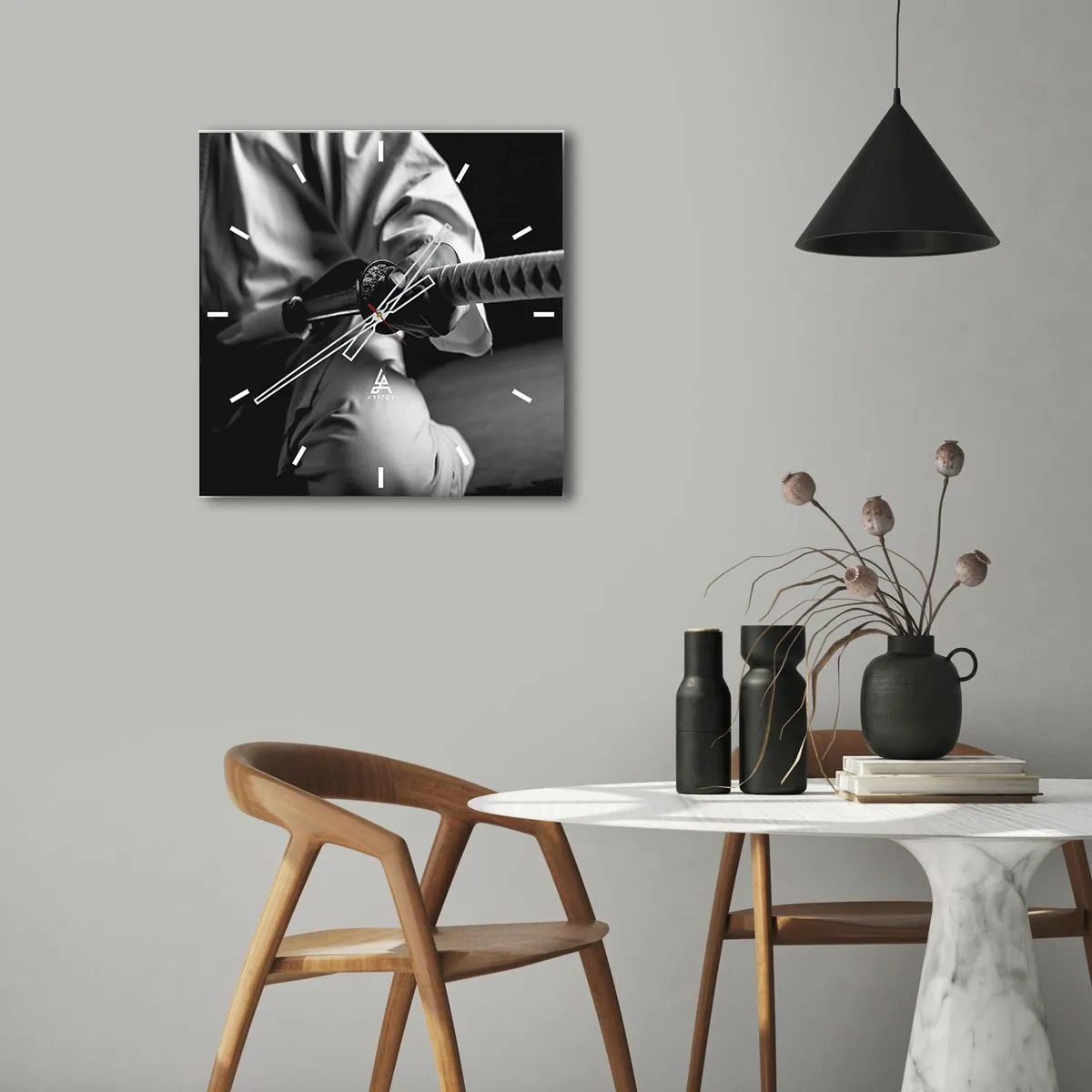 Relógio de parede - Relógio em vidro - Alma guerreira - 30x30 cm