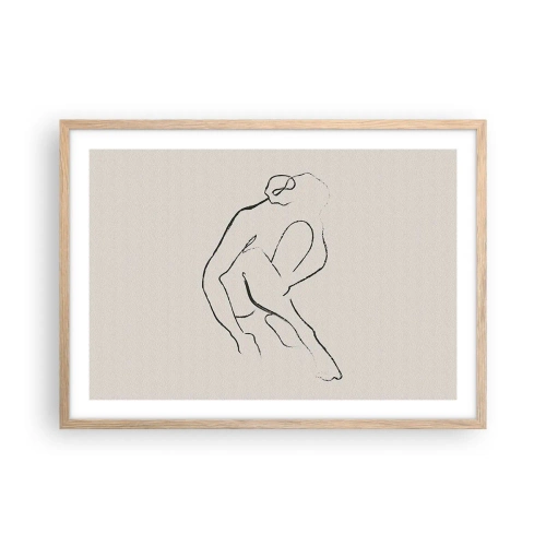 Pôster com moldura de carvalho claro - Esboço íntimo - 70x50 cm