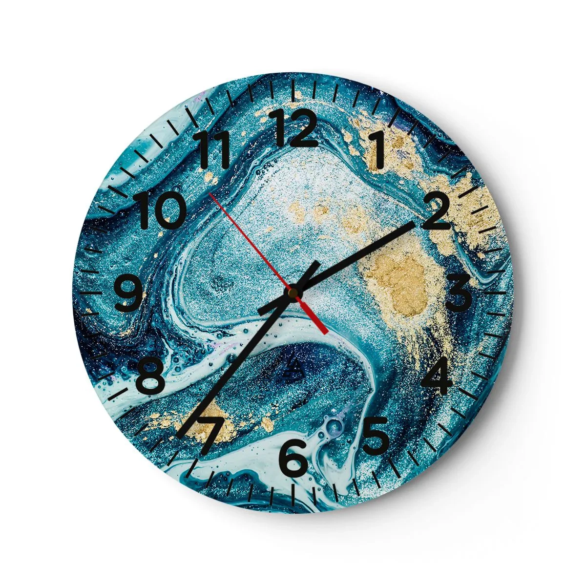 Relógio de parede - Relógio em vidro - Redemoinho azul - 30x30 cm