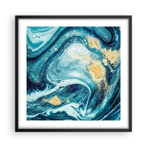 Pôster com moldura preta - Redemoinho azul - 50x50 cm