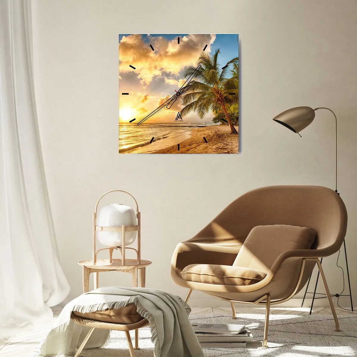 Relógio de parede - Relógio em vidro - Eterno verão, férias eternas - 40x40 cm