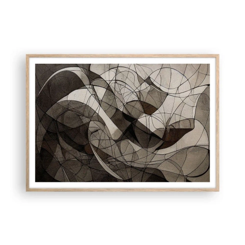 Pôster com moldura de carvalho claro - Circulação das cores da terra - 100x70 cm