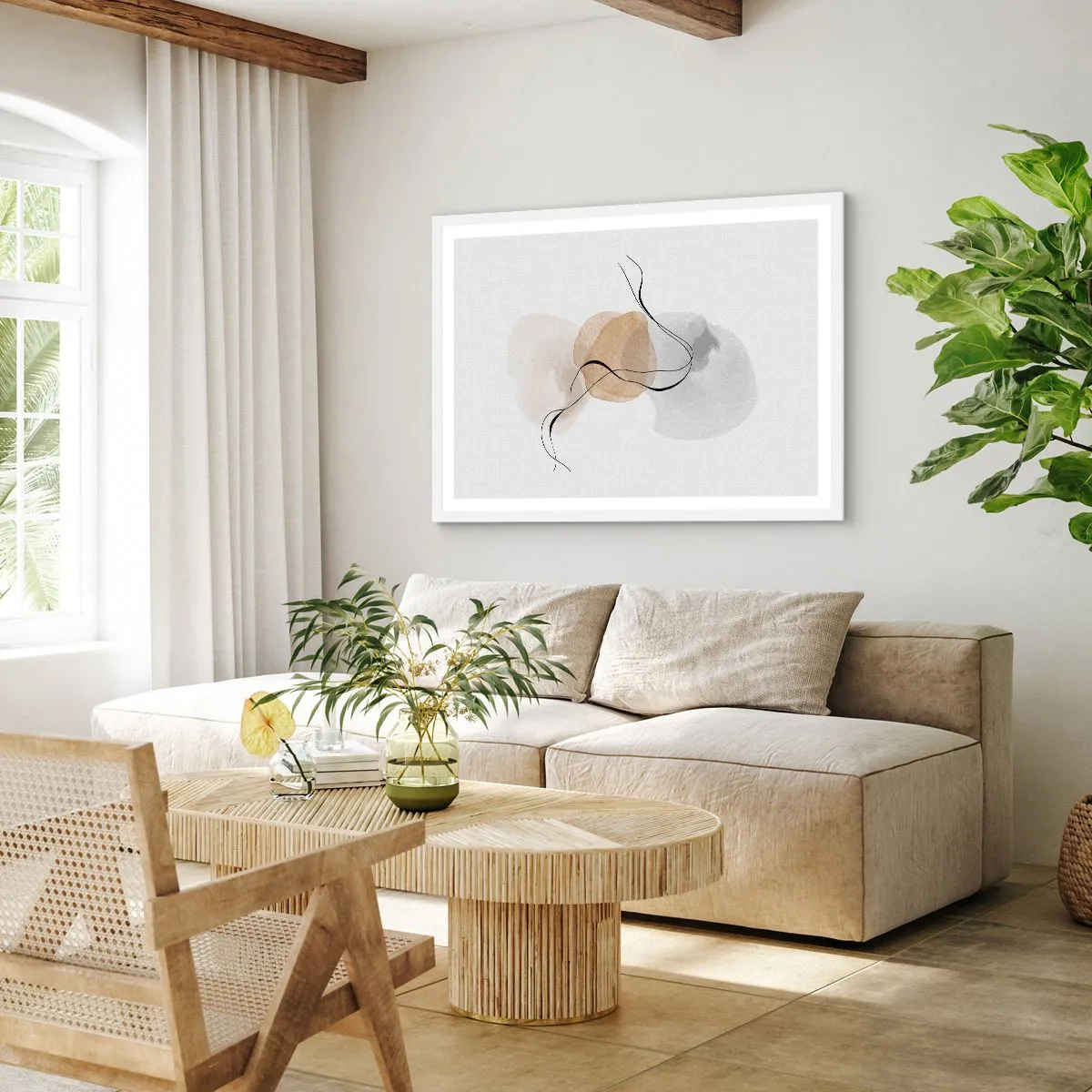 Pôster em moldura branca - Contas ao vento - 100x70 cm