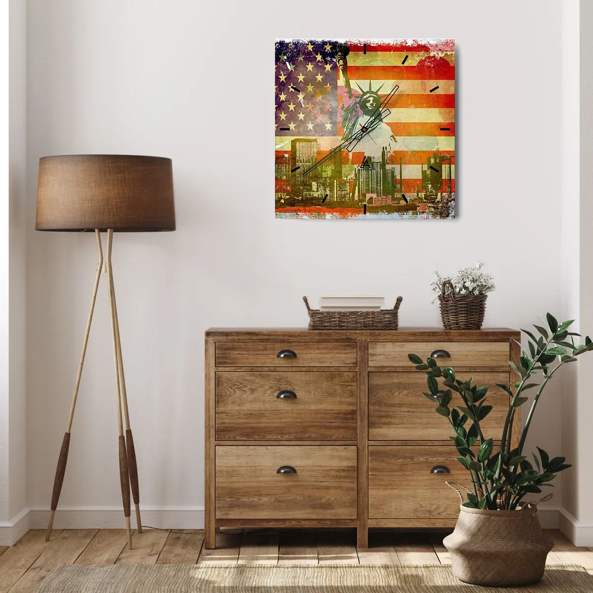 Relógio de parede - Relógio em vidro - Viva a América! - 40x40 cm