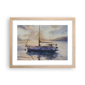 Pôster com moldura de carvalho claro - Noite na baía - 40x30 cm