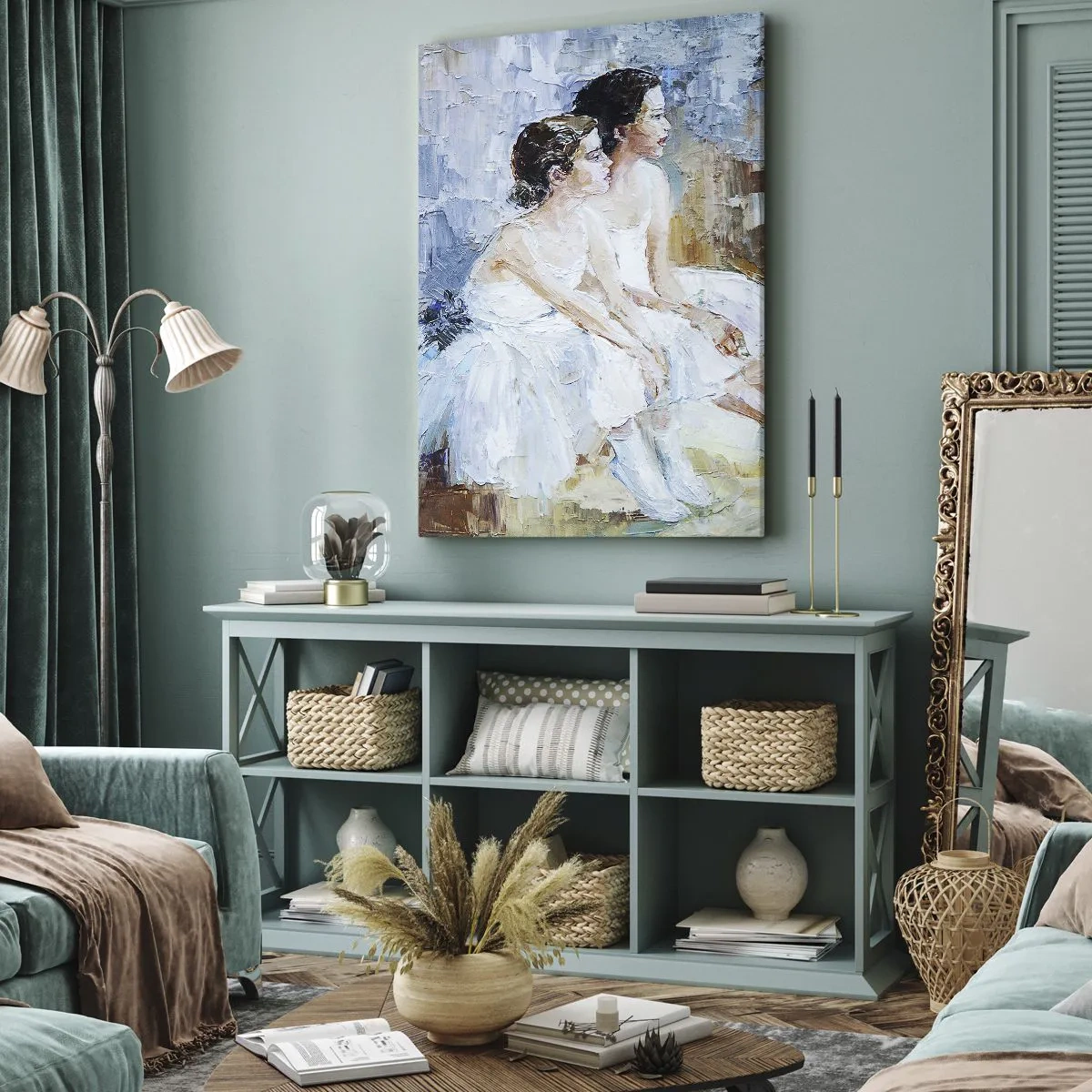 Quadro em tela - O descanso dos jovens cisnes  - 80x120 cm