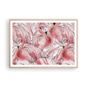 Pôster com moldura de carvalho claro - Bird corps de ballet - 100x70 cm