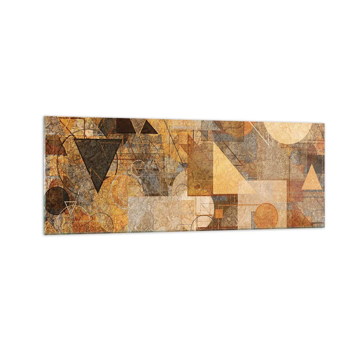 Quadro em vidro - Estudo Cubista em Bronze - 140x50 cm