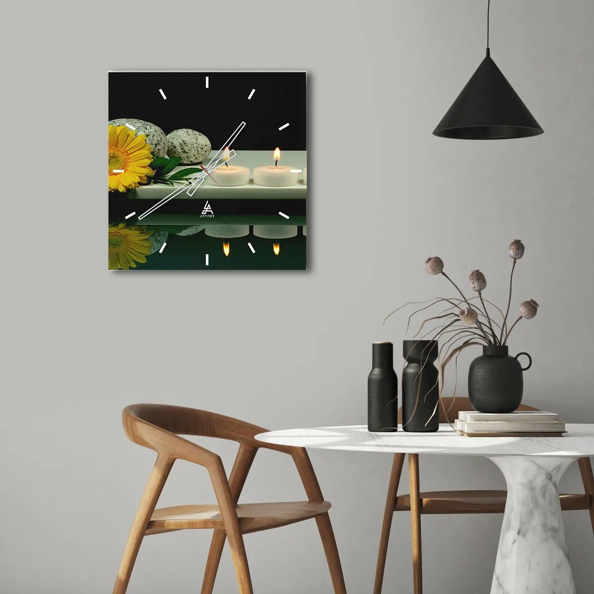 Relógio de parede - Relógio em vidro - Acalmando os sentidos - 40x40 cm