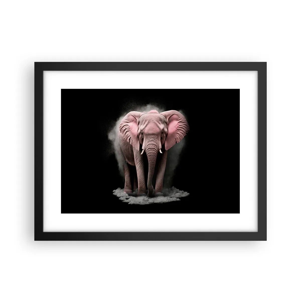 Pôster com moldura preta - Não pense em um elefante rosa! - 40x30 cm