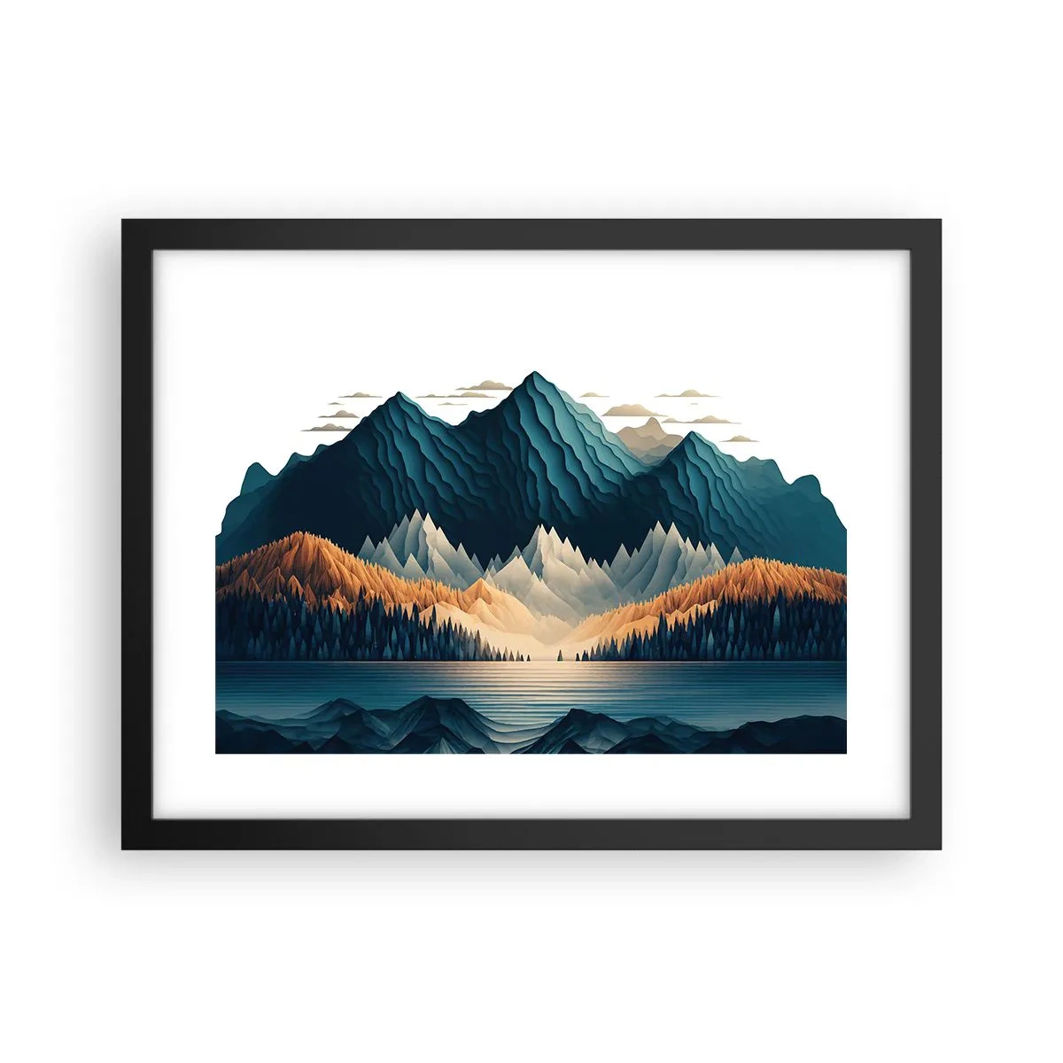 Pôster com moldura preta - Paisagem montanhosa perfeita - 40x30 cm