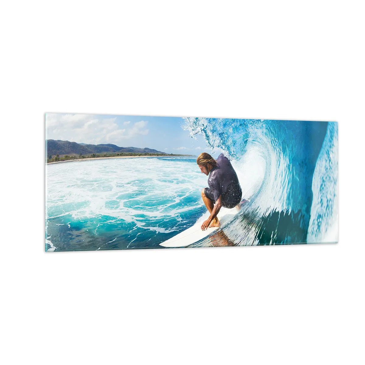 Quadro em vidro - Dançando com as ondas - 100x40 cm