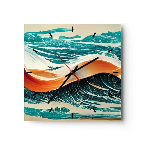 Relógio de parede - Relógio em vidro - O sonho de um surfista - 30x30 cm
