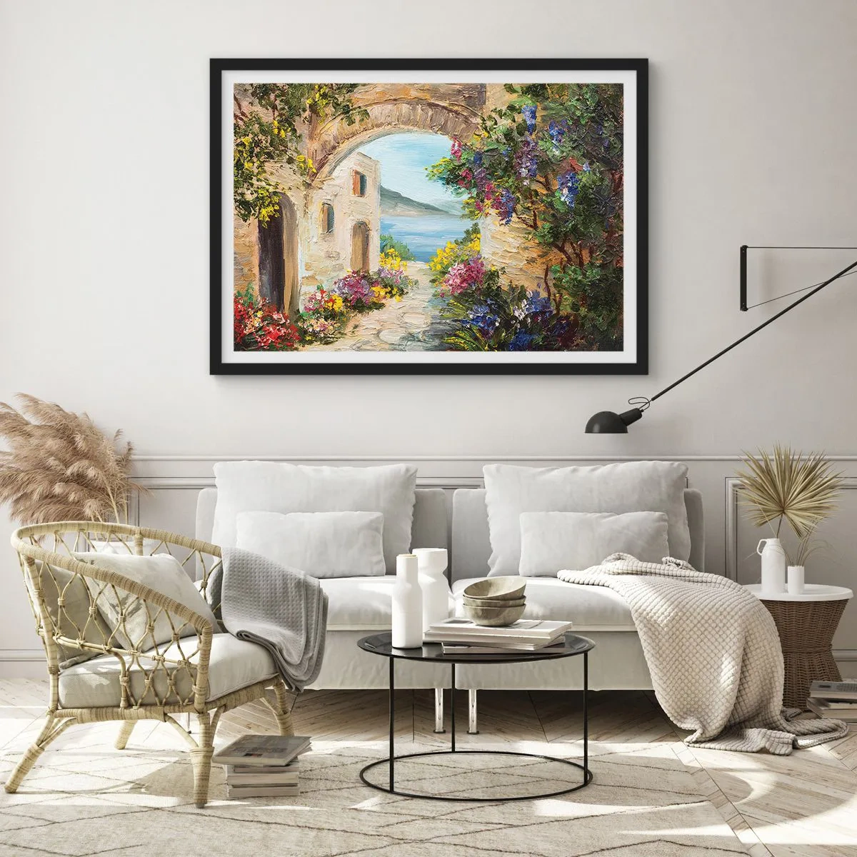 Pôster com moldura preta - O encanto da província costeira - 70x50 cm