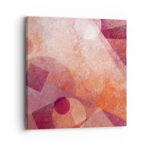 Quadro em tela - Transformações geométricas em rosa - 30x30 cm