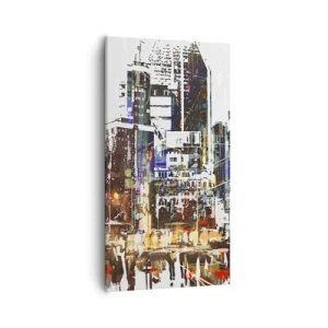 Quadro em tela - Cidade cintilante - 55x100 cm