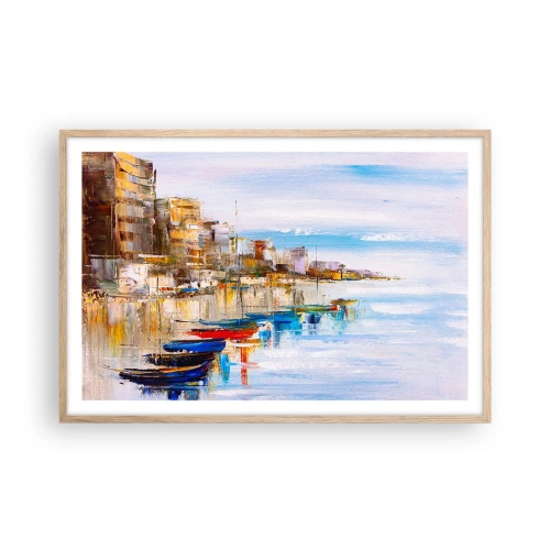 Pôster com moldura de carvalho claro - Um refúgio urbano multicolorido - 91x61 cm