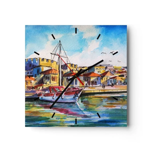 Relógio de parede - Relógio em vidro - Tarde de arco-íris - 30x30 cm