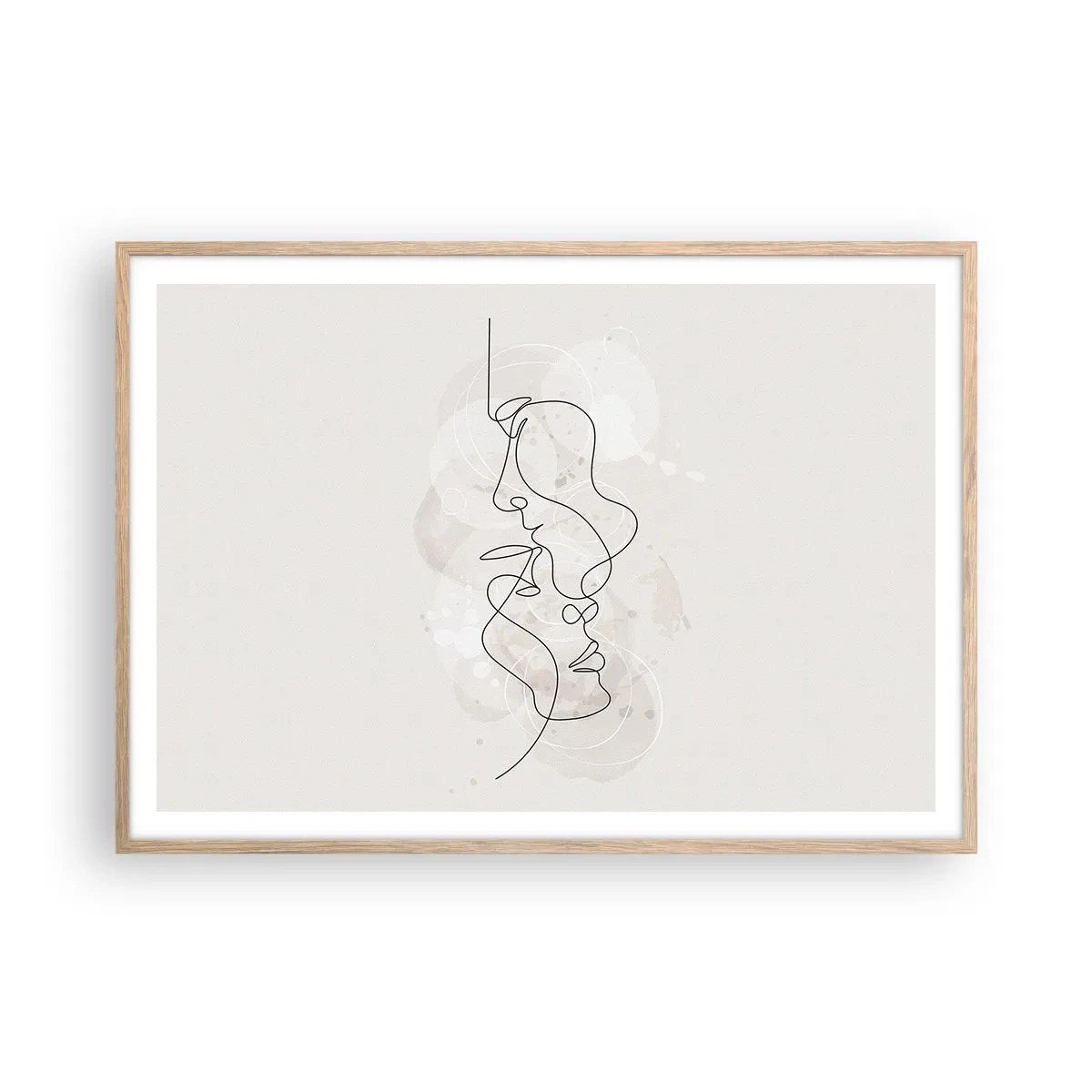 Pôster com moldura de carvalho claro - Emaranhados num abraço - 100x70 cm
