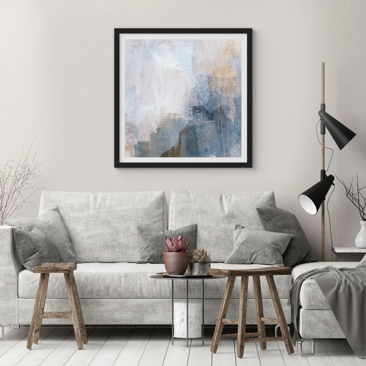 Pôster com moldura preta - Tons e acordes das cores - 60x60 cm