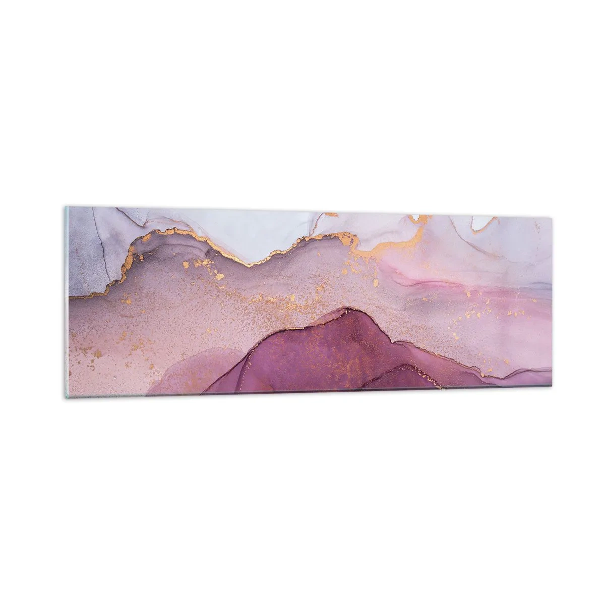 Quadro em vidro - Ondas de lilás e roxo - 90x30 cm