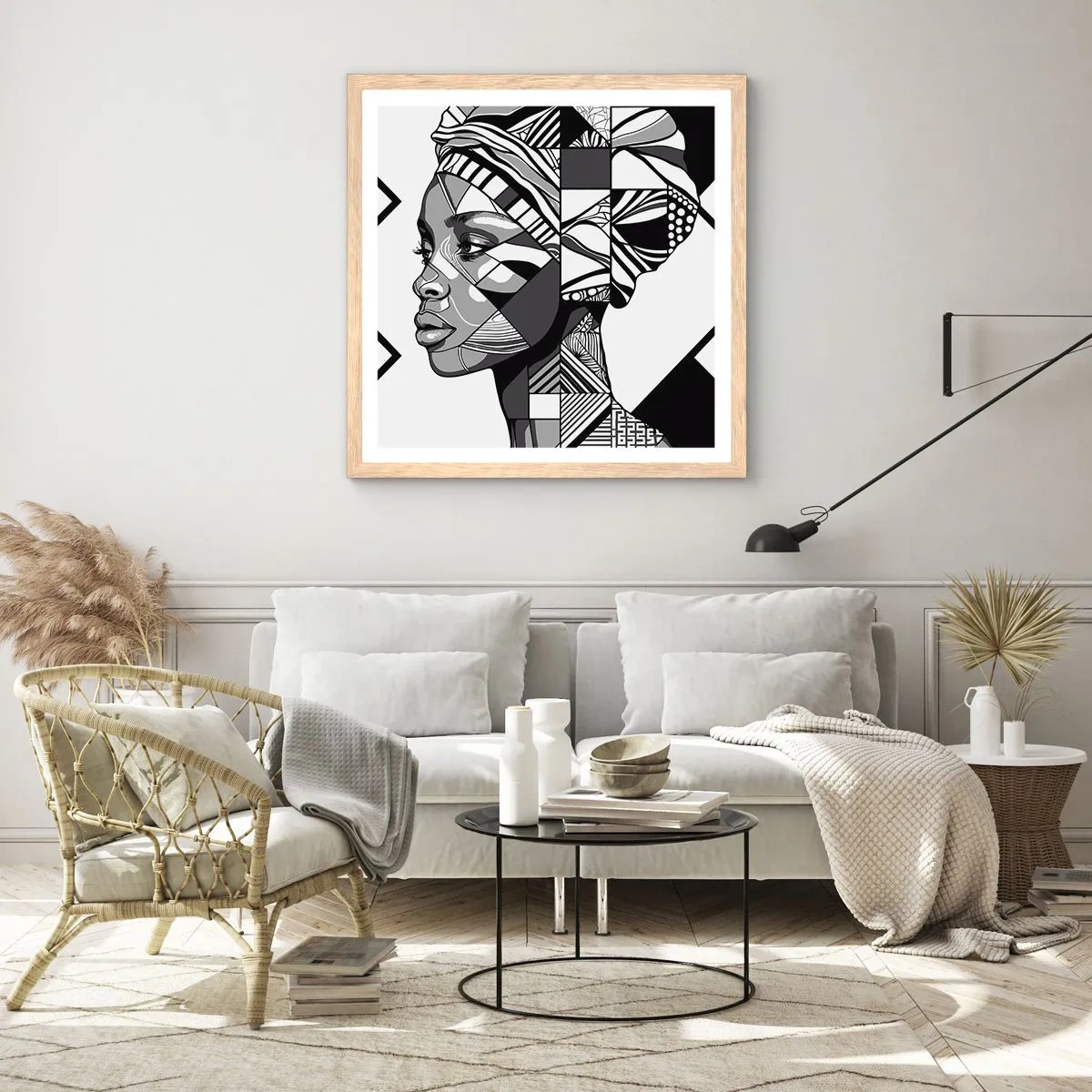 Pôster com moldura de carvalho claro - Retrato étnico - 50x50 cm