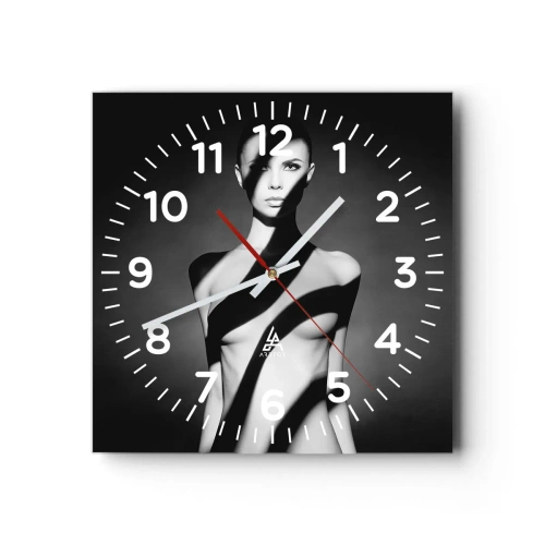 Relógio de parede - Relógio em vidro - No brilho e na sombra - 30x30 cm