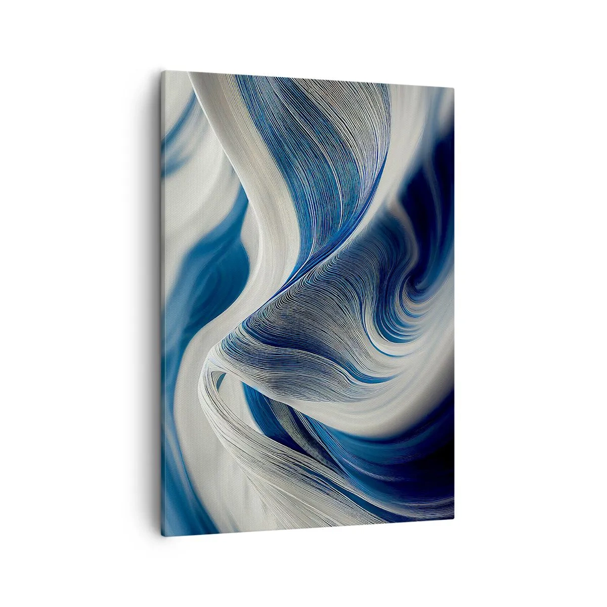 Quadro em tela - A fluidez do azul e do branco - 50x70 cm