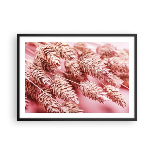 Pôster com moldura preta - Cascata floral em rosa - 70x50 cm