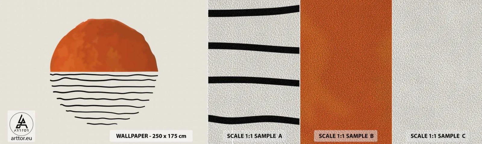 Amostra de papel de parede Premium Sand - No clima japonês - Abstração, Pedaço, Minimalismo - 100x30 cm