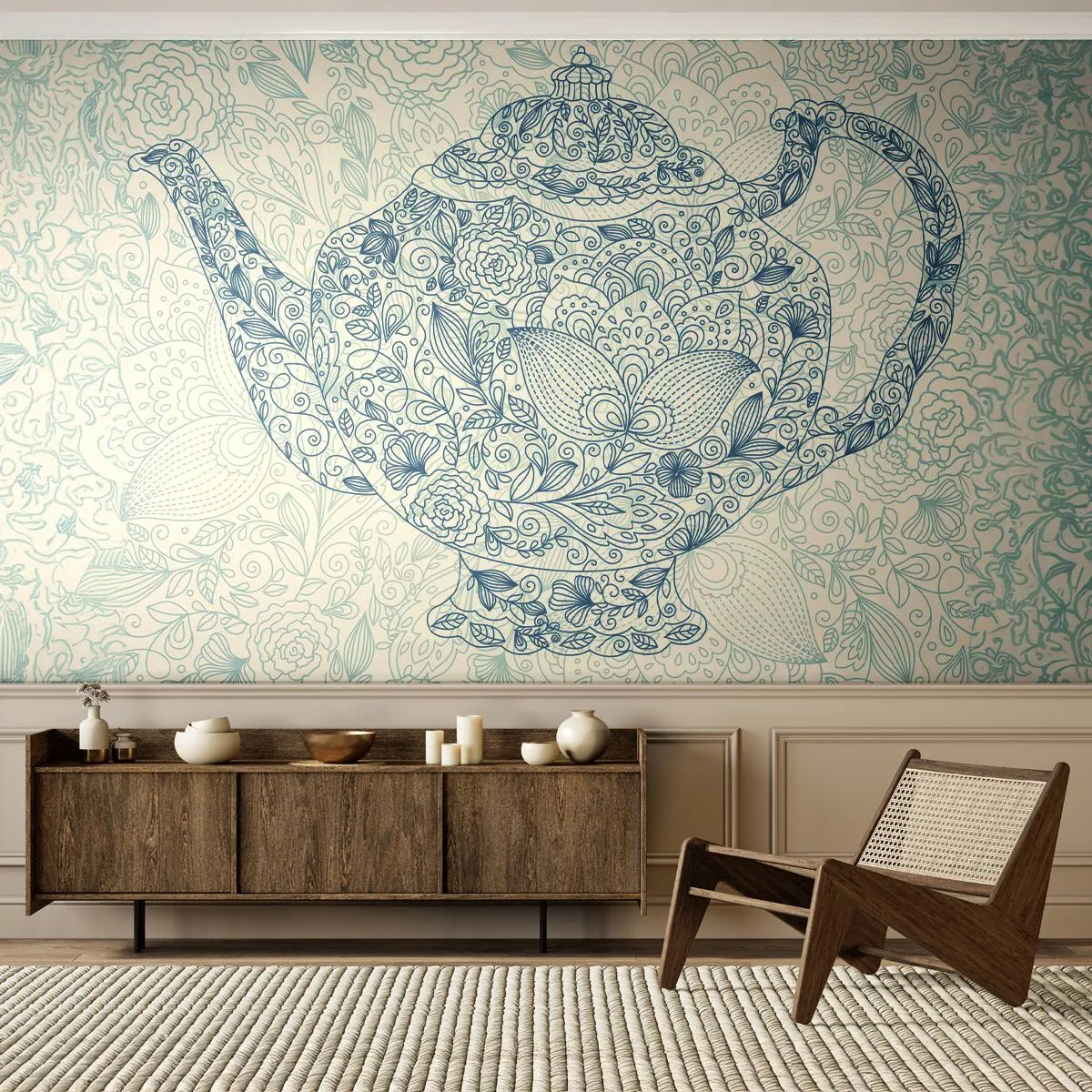 Papel de Parede Standard Eco - Chás de charme - Jarro, Chá, Cozinha - 400x280 cm