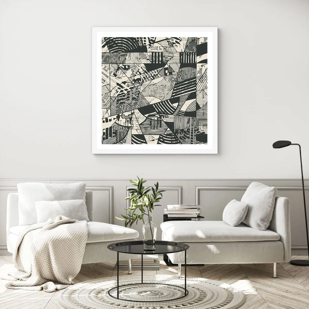 Pôster em moldura branca - A dinâmica do presente - 40x40 cm