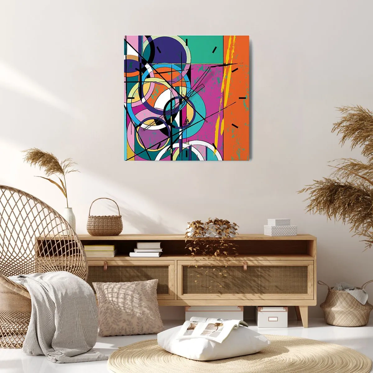 Relógio de parede - Relógio em vidro - Círculo entre círculos - 30x30 cm